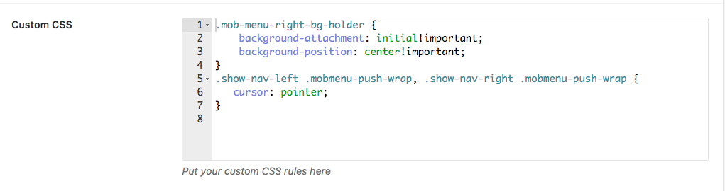 How to add custom CSS to WP Mobile Menu? 1 custom css