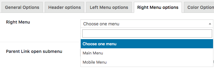 How to assign a WordPress menu to the Right Menu Panel? 1 right menu