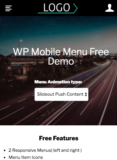 Menu Panels Display Type 1 slideout push content