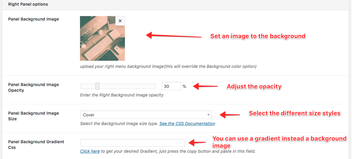 panel background settings