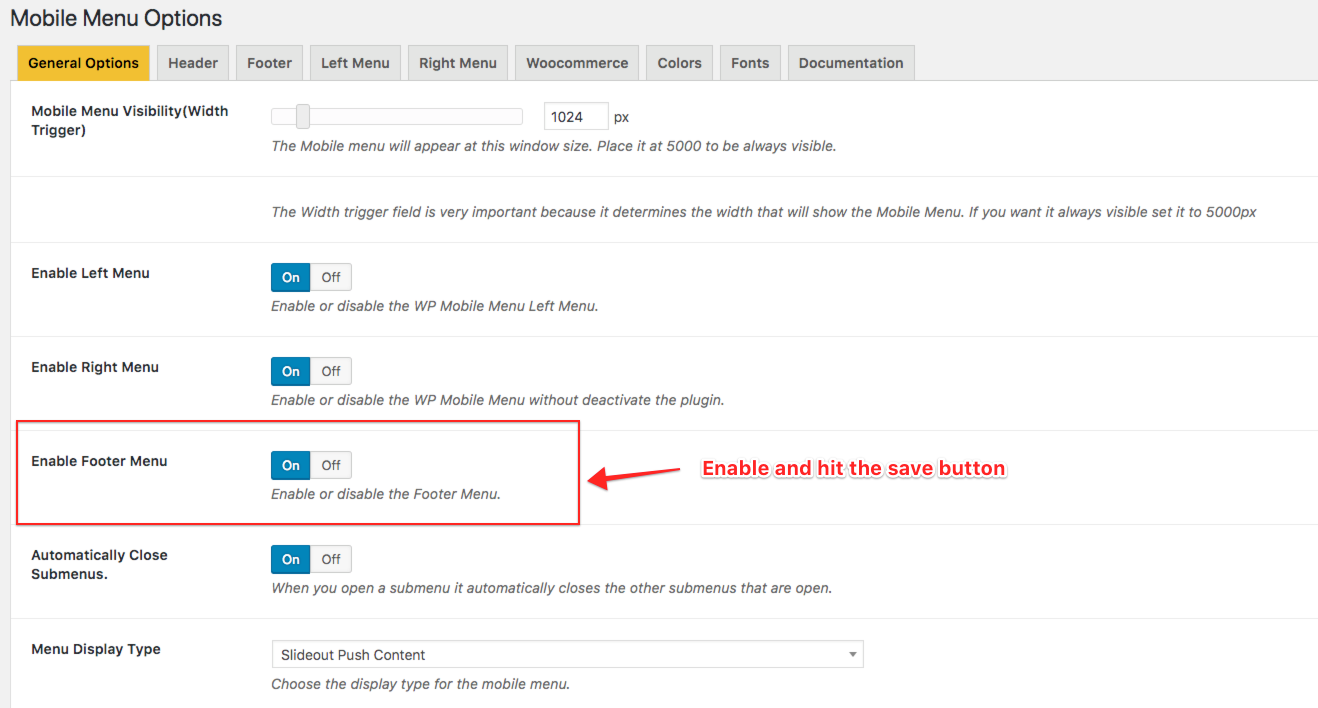 How to enable the Footer Menu? 1 enable footer