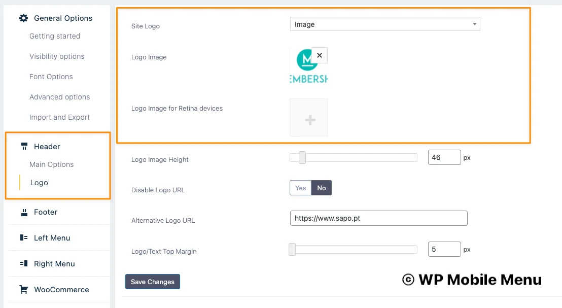 How to add a Logo or Text in the Header 1 Mobile Header Logo