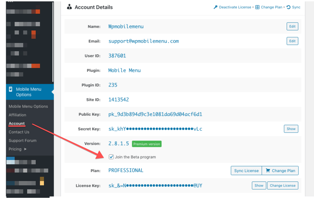 How to join the WP Mobile Menu Beta Program of the premium versions 1 Join WP Mobile Menu Beta Program