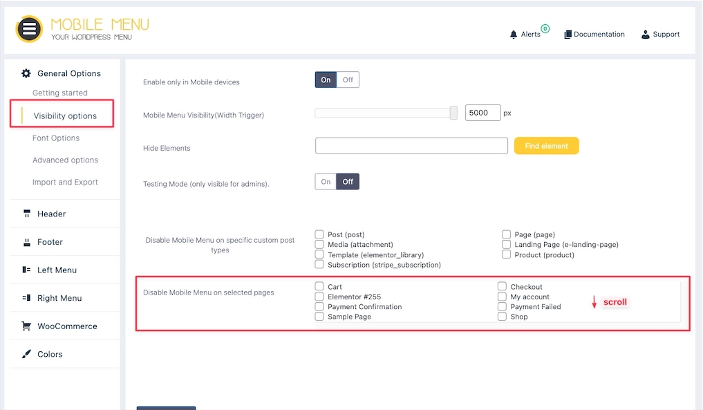 1 Comprehensive way to disable Mobile Menu in specific pages 1 disable Mobile Menu in specific pages